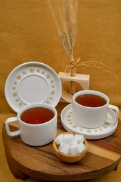 Hermia Başak 4 Juego de Tazas de Té de Porcelana, 4 Piezas